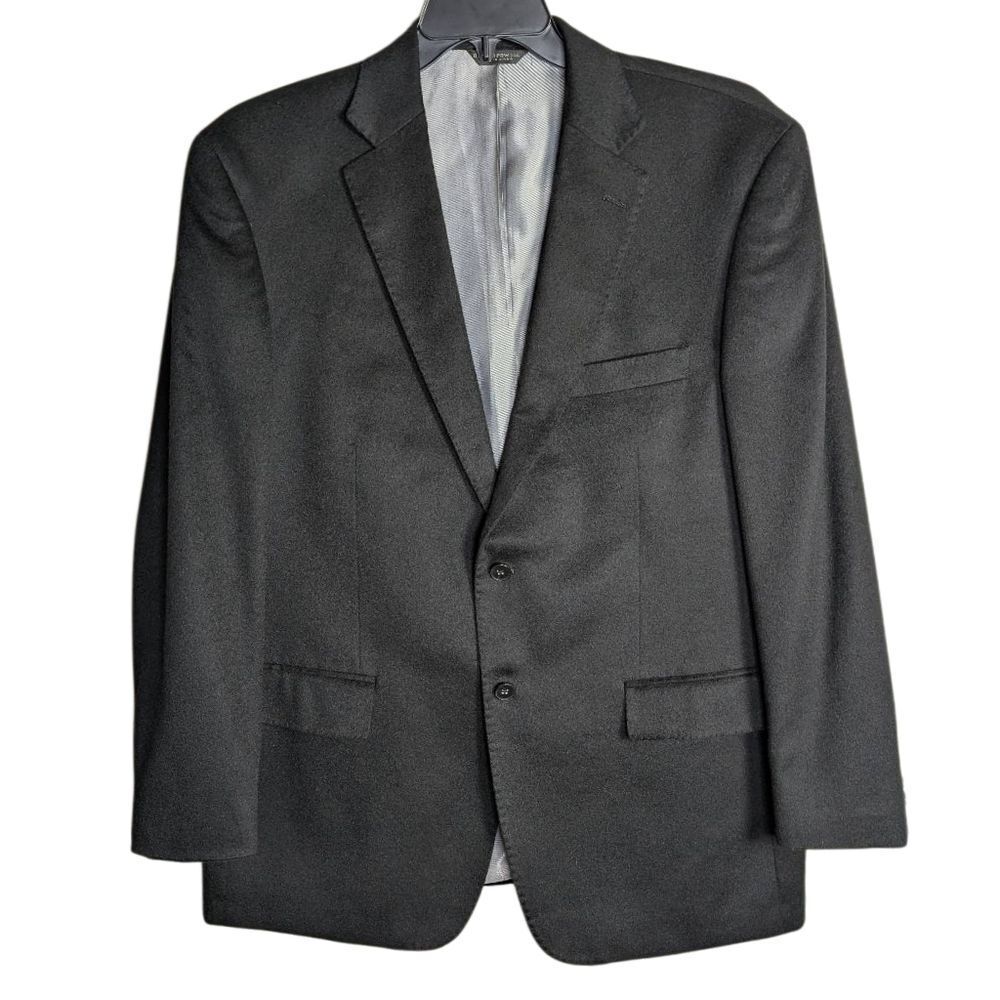 Harold Powell Black 100% Cashmere Soft Classic Blazer Sport Jacket Mens 43R